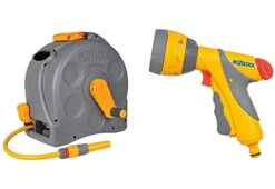 Hozelock Compact 2in1 Reel With 25m Hose & Multi Spray Gun Plus